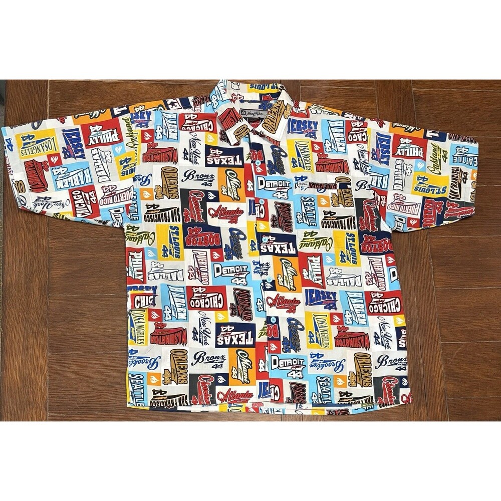 Vintage Johnny Blaze Men’s Size XL AOP Button Up Short Sleeve Shirt Rare Multi